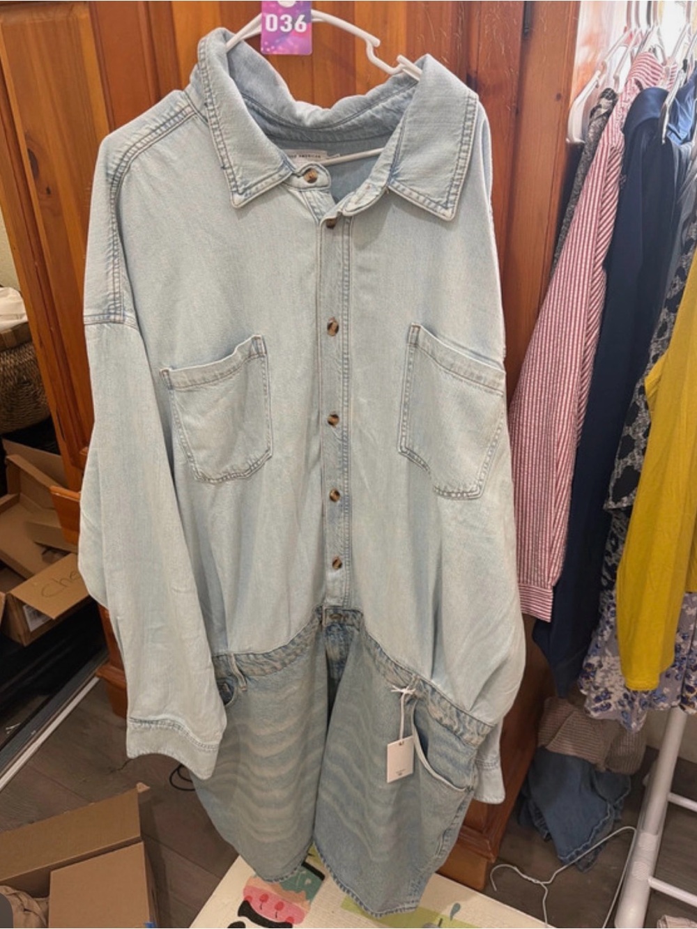 Good American Light Wash Denim Jumpsuit